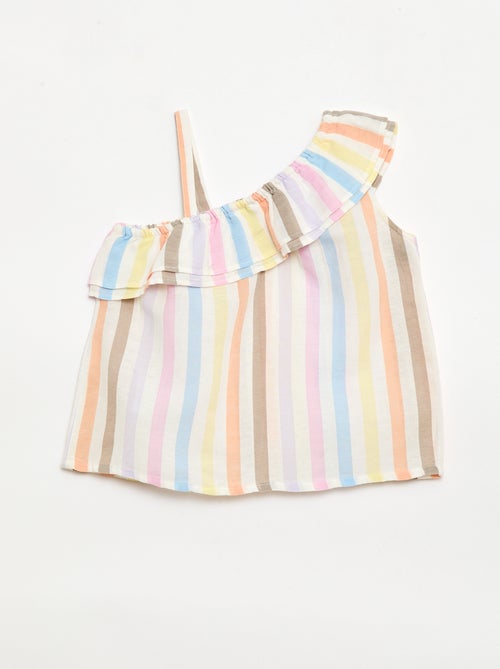 Top asymétrique à bretelles avec volants - Kiabi