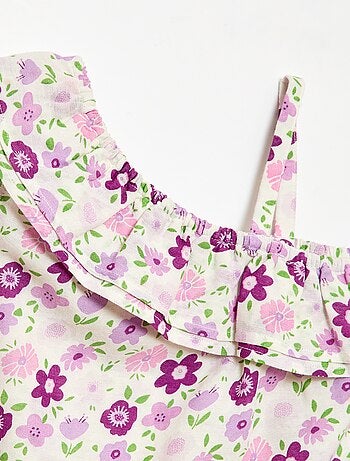 Top asymétrique à bretelles avec volants