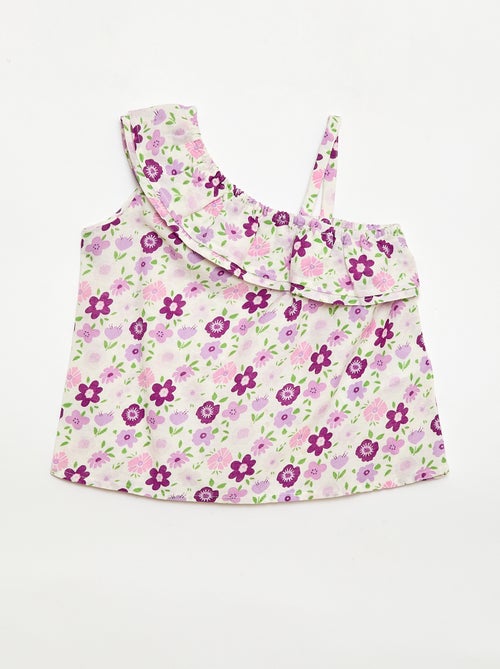 Top asymétrique à bretelles avec volants - Kiabi