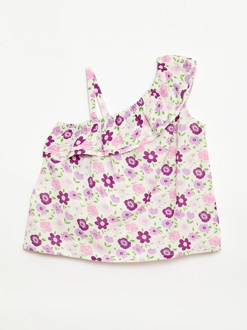 Top asymétrique à bretelles avec volants - Kiabi