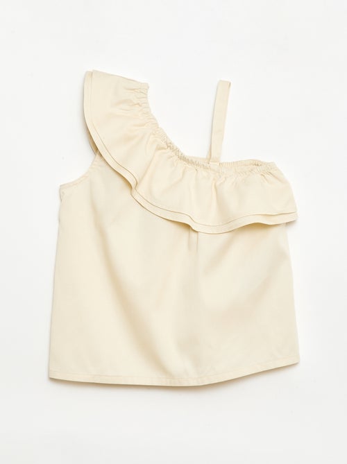 Top asymétrique à bretelles et col à volants - Kiabi