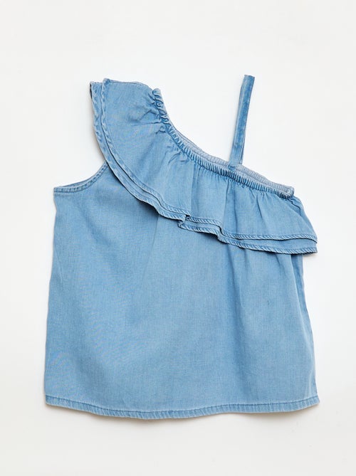 Top asymétrique à bretelles et col à volants - Kiabi