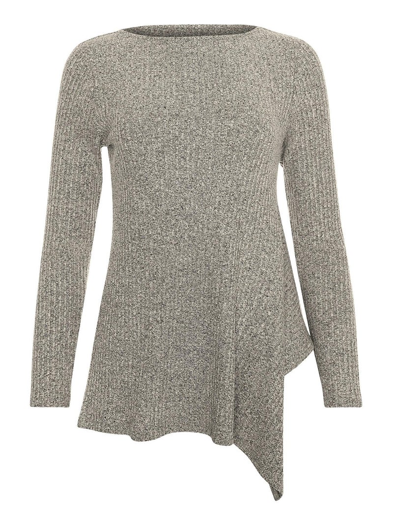Top asymétrique manches longues Cosy Gris - Kiabi