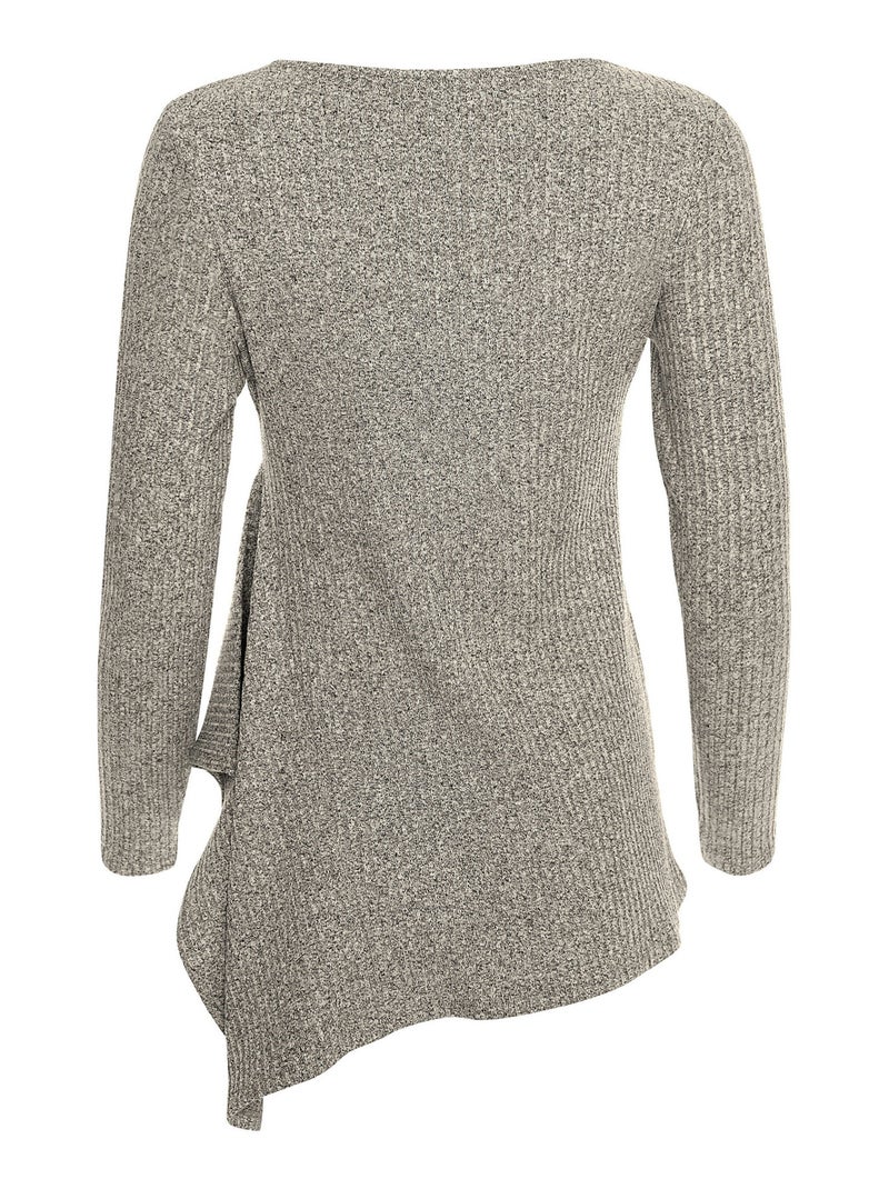 Top asymétrique manches longues Cosy Gris - Kiabi