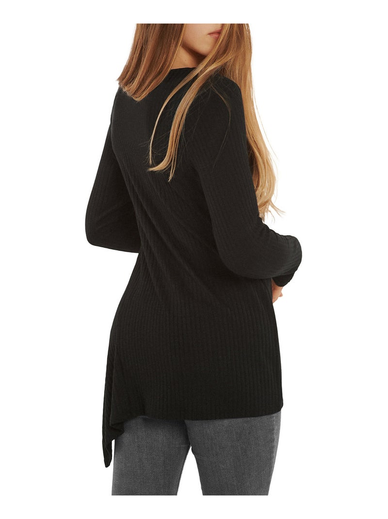 Top asymétrique manches longues Cosy Noir - Kiabi