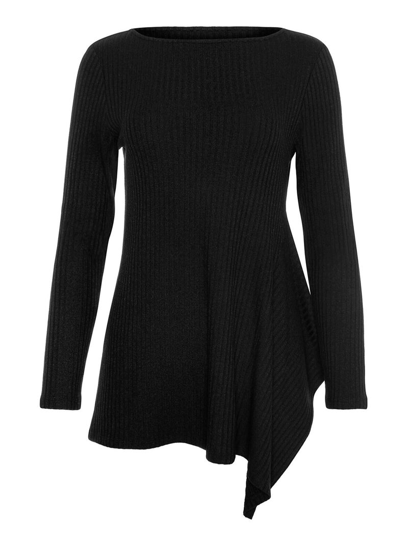 Top asymétrique manches longues Cosy Noir - Kiabi