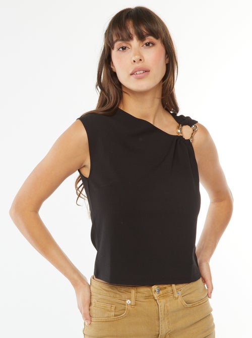 Top asymétrique twisté avec boucle dorée - Kiabi