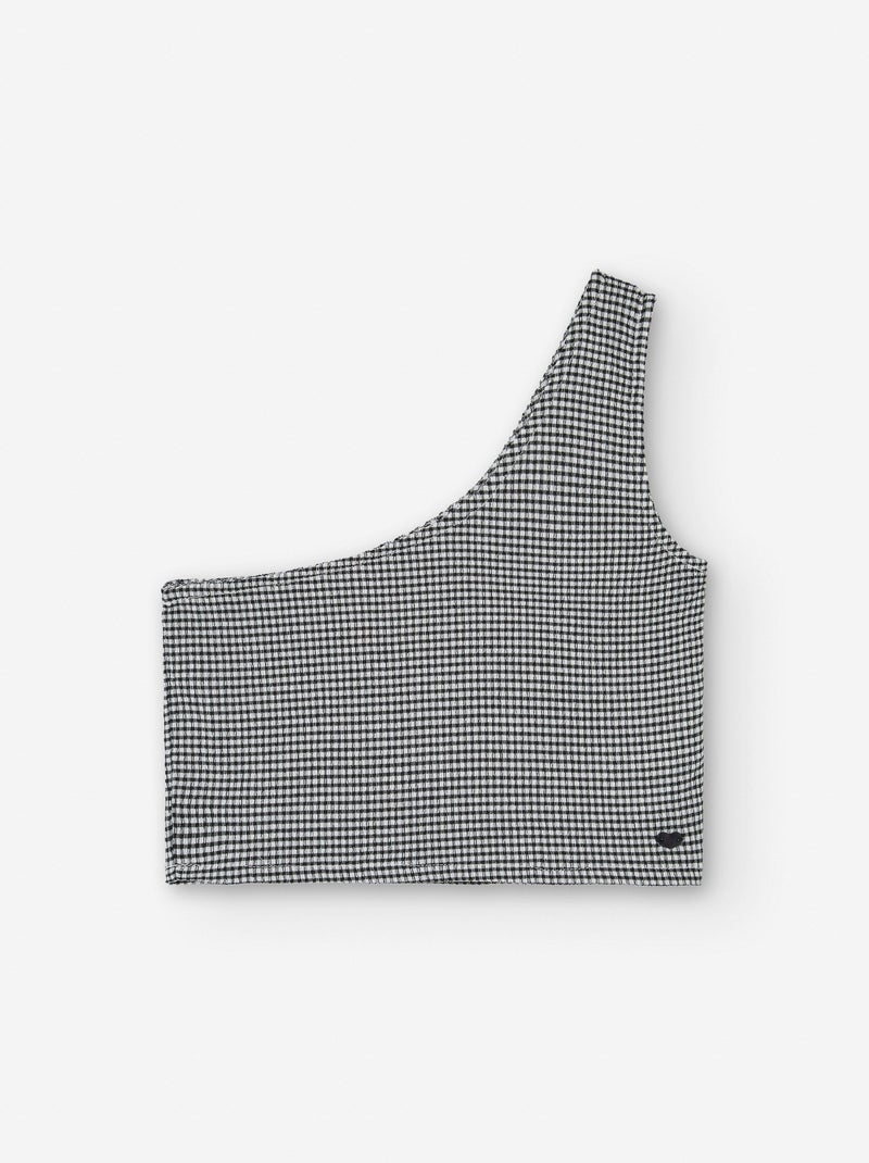 Top Asymétrique Vichy Noir - Kiabi