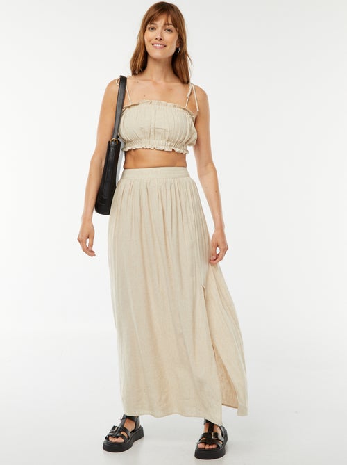 Top avec bretelles à nouer en lin mélangé - Kiabi