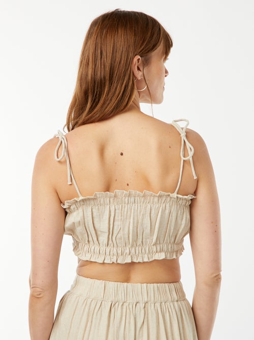 Top avec bretelles à nouer en lin mélangé - Kiabi