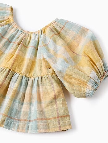 Top avec Carreaux et Manches Bouffantes Brothers & Sisters