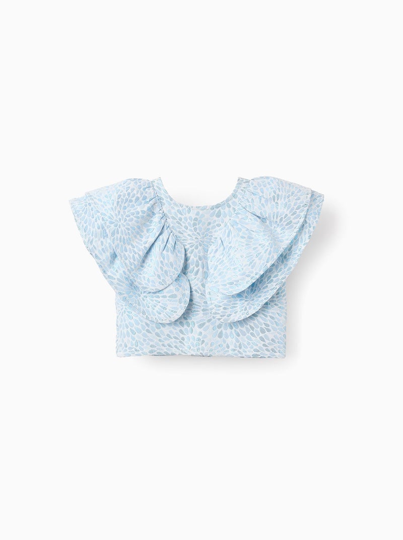 Top avec Motif, Brillant et Volants Blanc - Kiabi