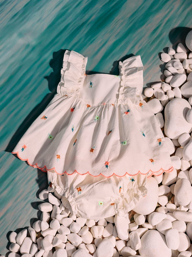 Top + Bloomer avec Broderies Fleurs Brothers & Sisters Blanc - Kiabi
