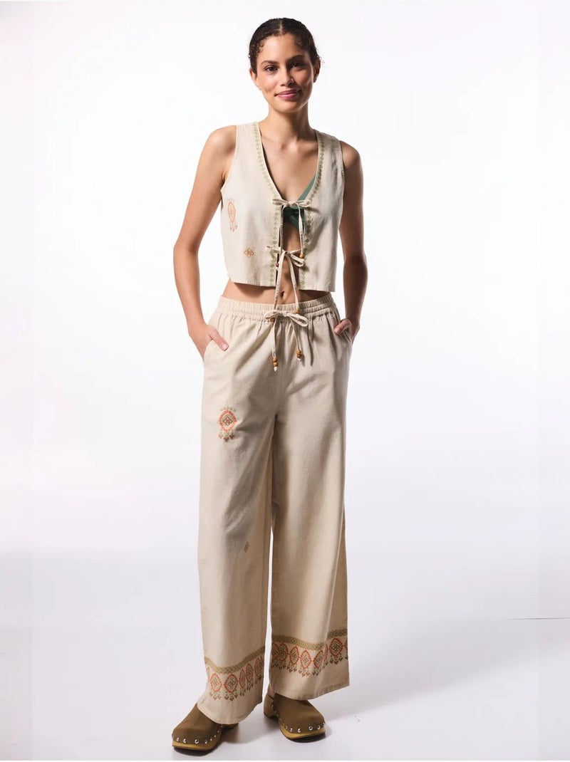 Top boho en lin penti Beige naturel - Kiabi