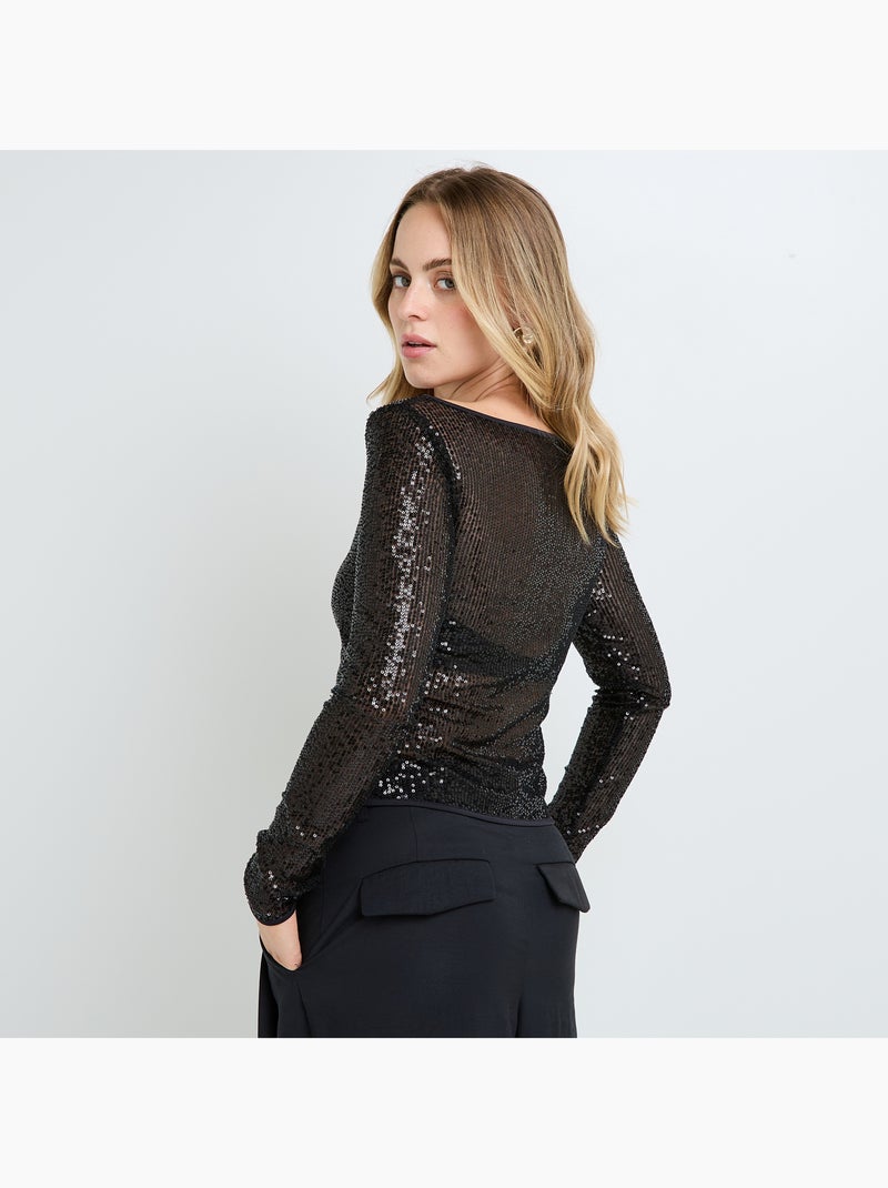 Top brassiere integree sequins Jasmine - RougeGorge Lingerie Noir - Kiabi