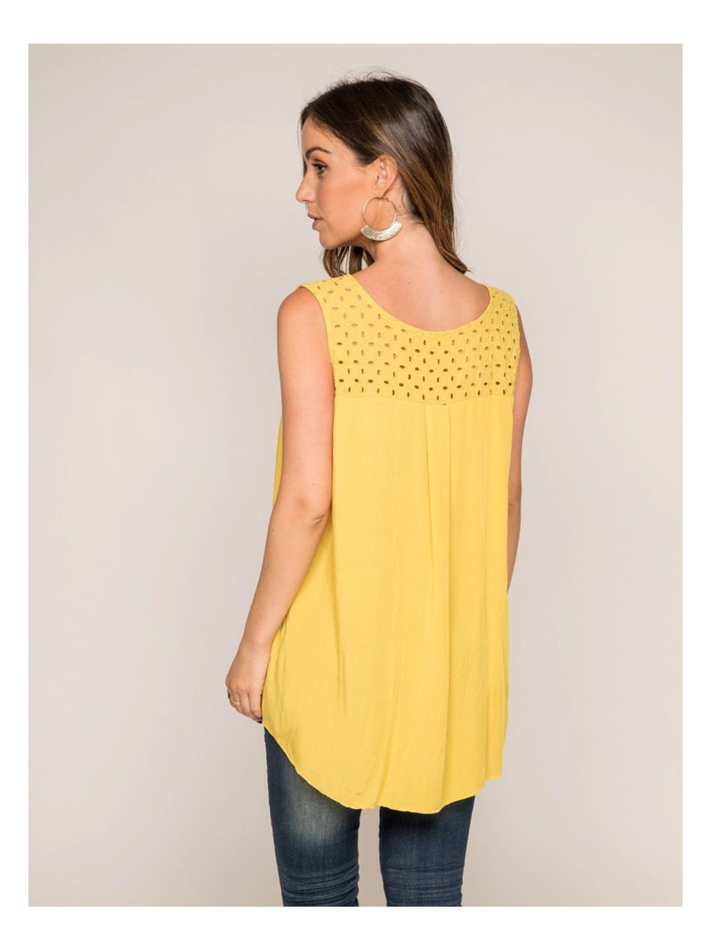 Top broderies anglaises FARAON Jaune - Kiabi