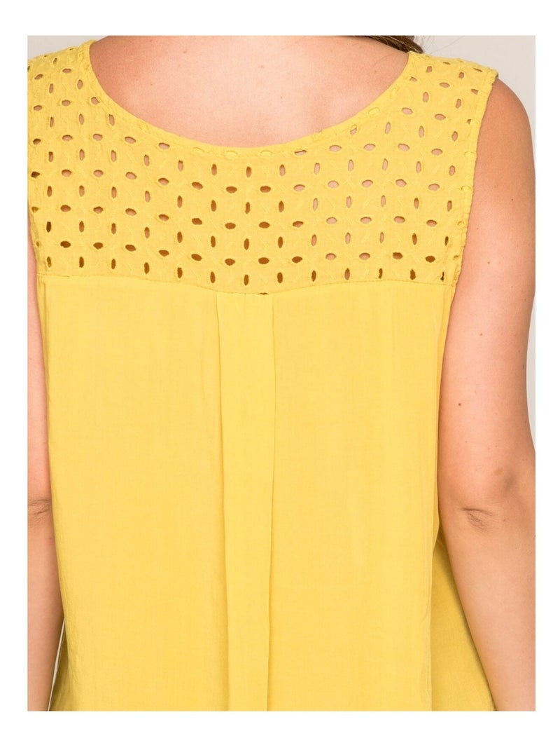 Top broderies anglaises FARAON Jaune - Kiabi