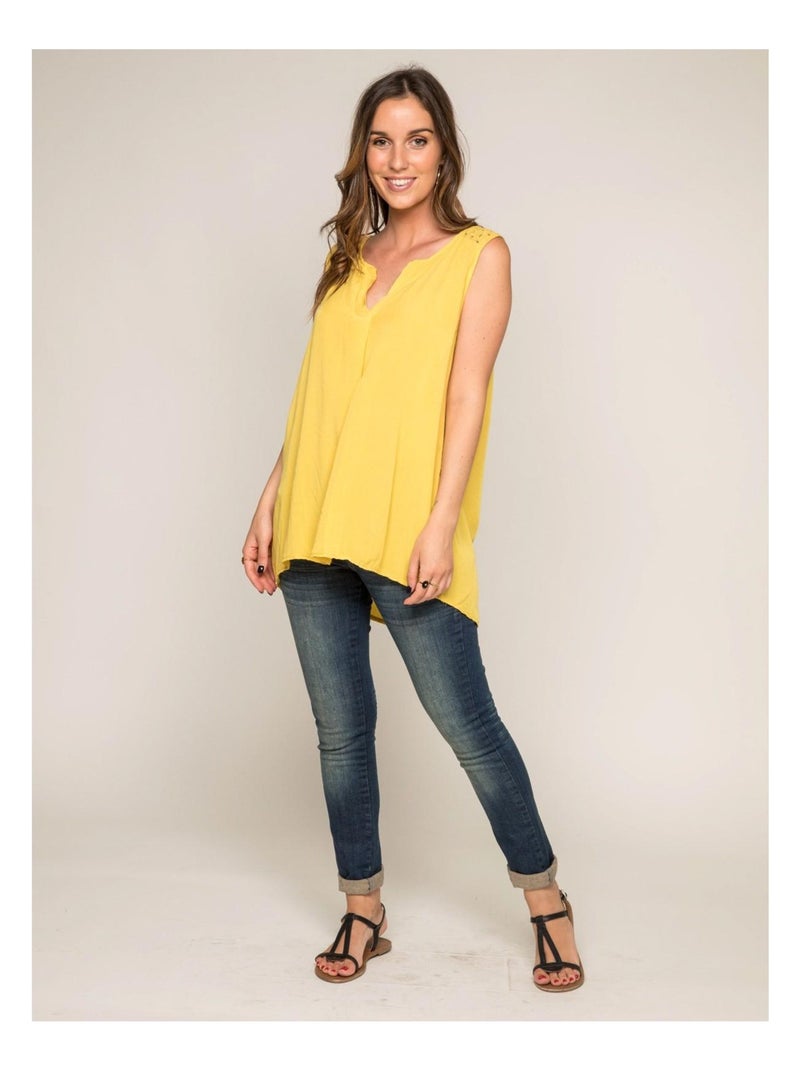 Top broderies anglaises FARAON Jaune - Kiabi