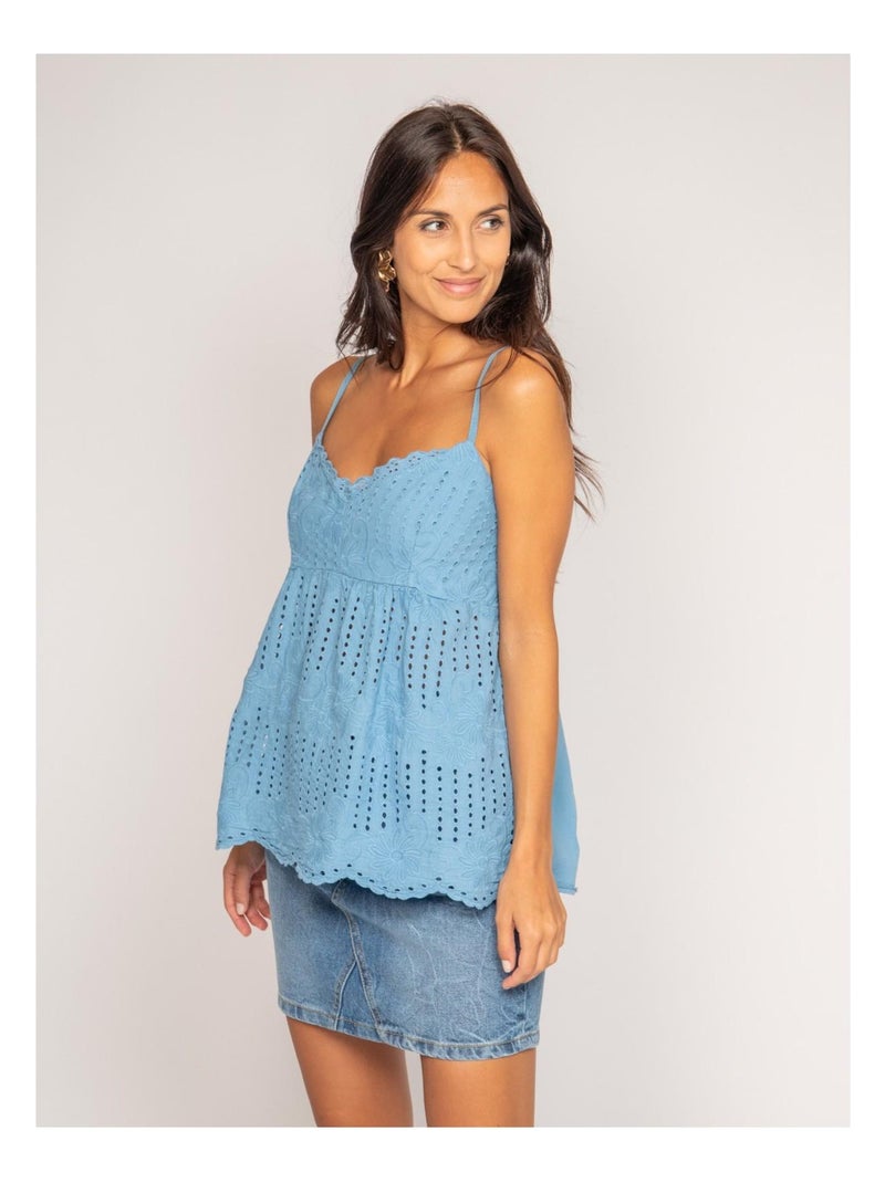 Top broderies anglaises FEVE Bleu - Kiabi
