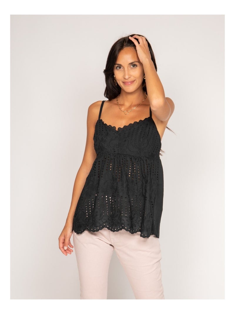 Top broderies anglaises FEVE Noir - Kiabi