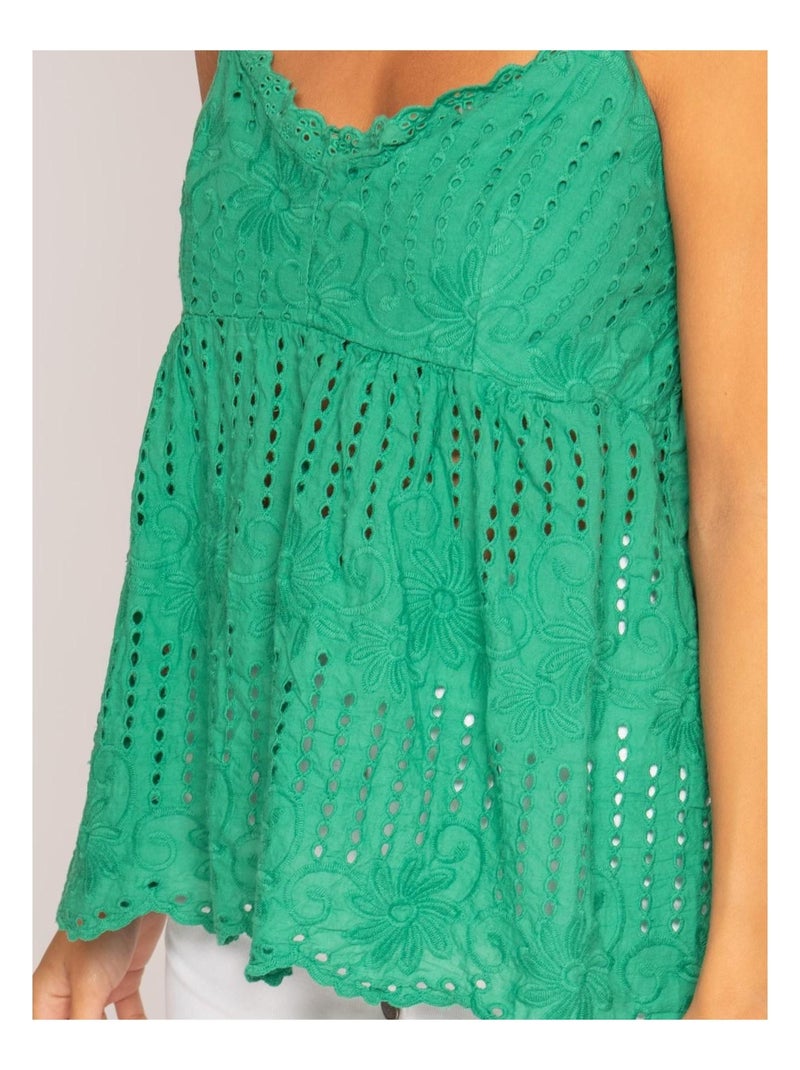 Top broderies anglaises FEVE Vert - Kiabi