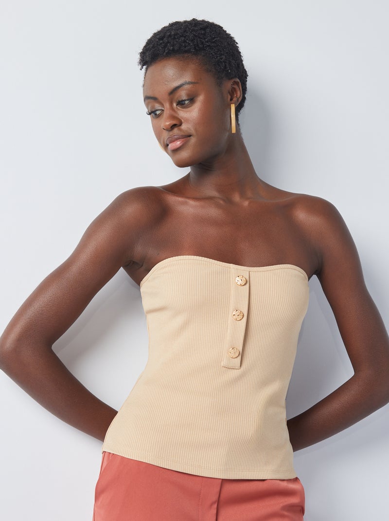Top bustier à boutons fantaisies Beige - Kiabi