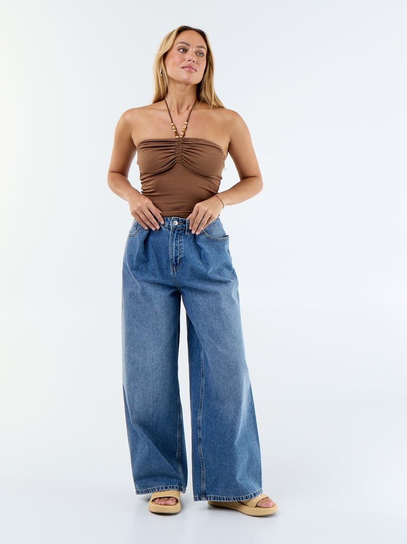 Top bustier avec tour de cou Marron - Kiabi