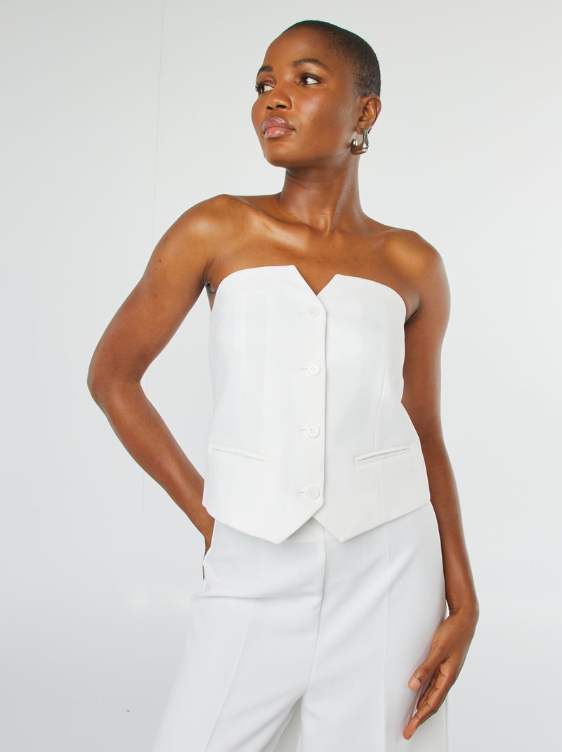 Top bustier boutonné Blanc - Kiabi