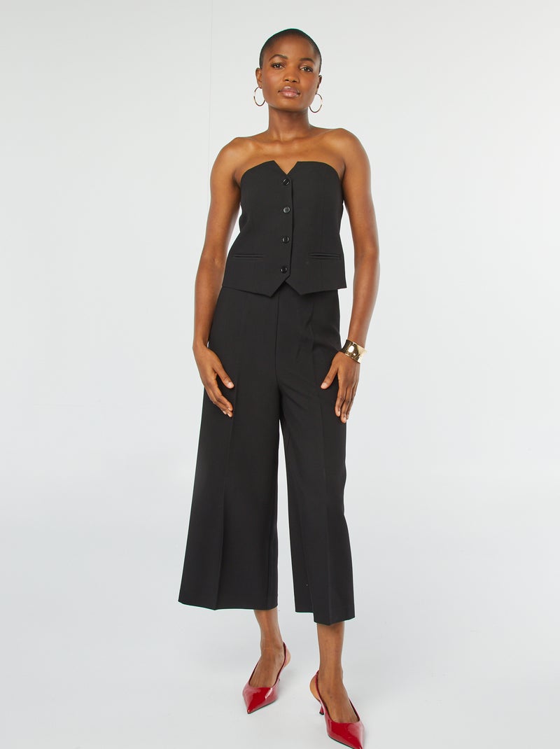 Top bustier boutonné Noir - Kiabi