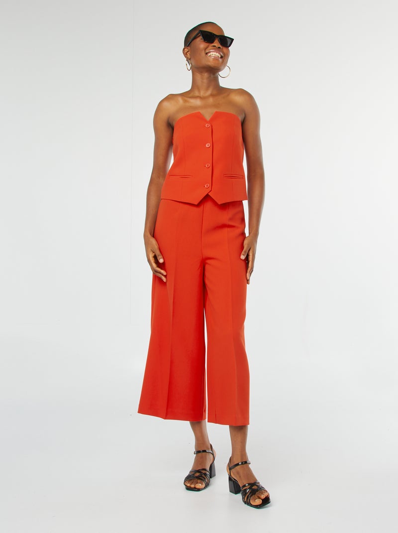 Top bustier boutonné Rouge - Kiabi