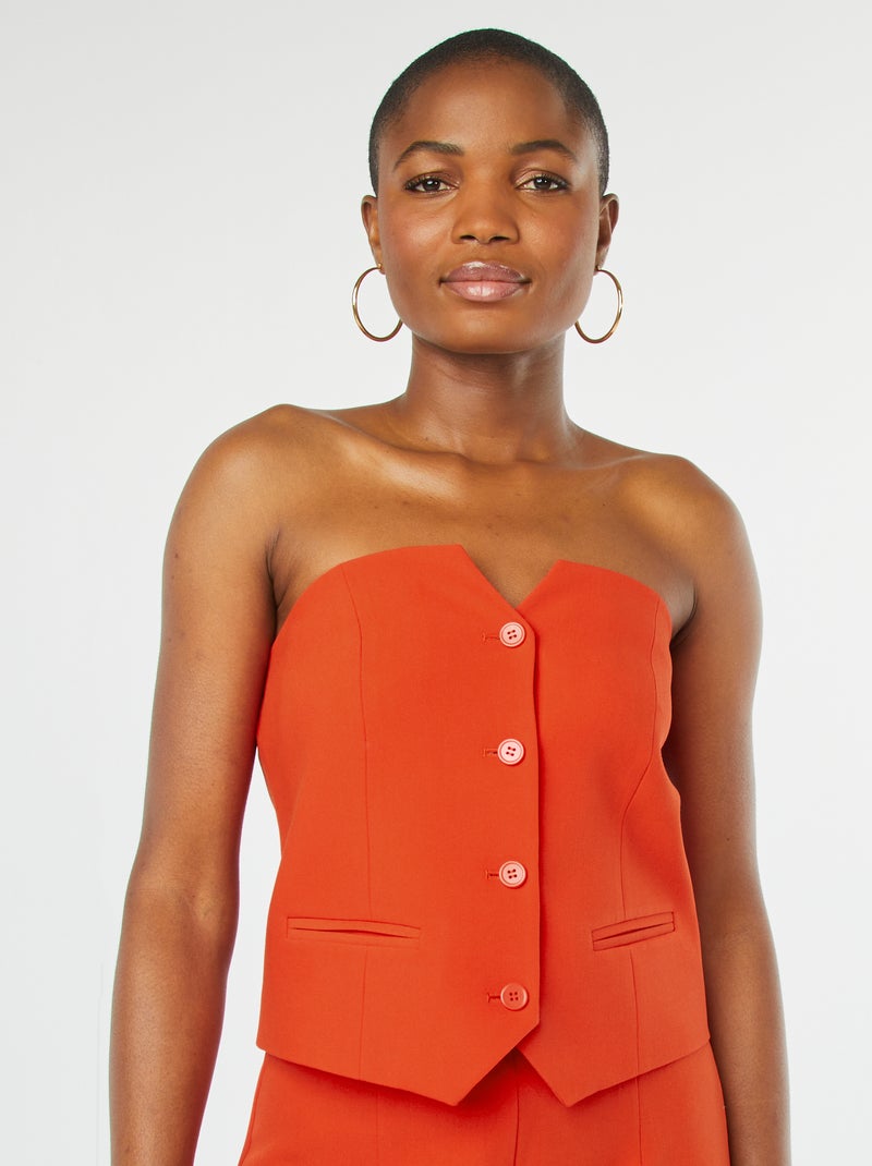Top bustier boutonné Rouge - Kiabi