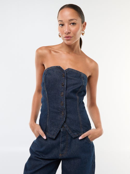 Top bustier en denim - Kiabi