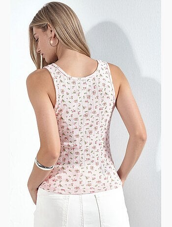 Top cami fleuri à boutons busem
