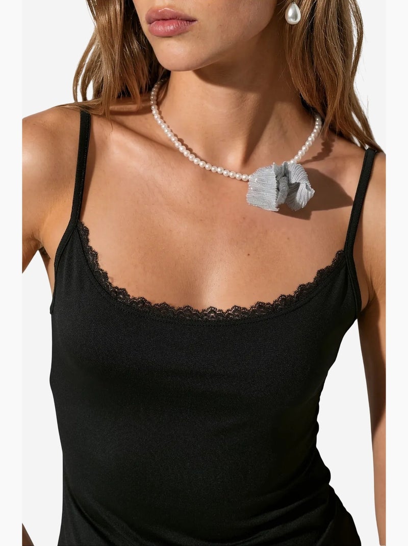Top caraco court ajusté en dentelle busem Noir - Kiabi