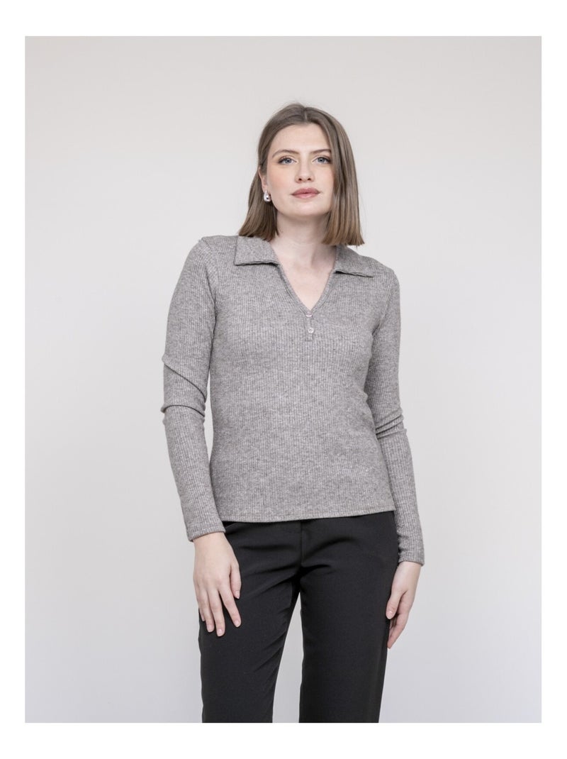 Top col polo FRANINA Beige - Kiabi