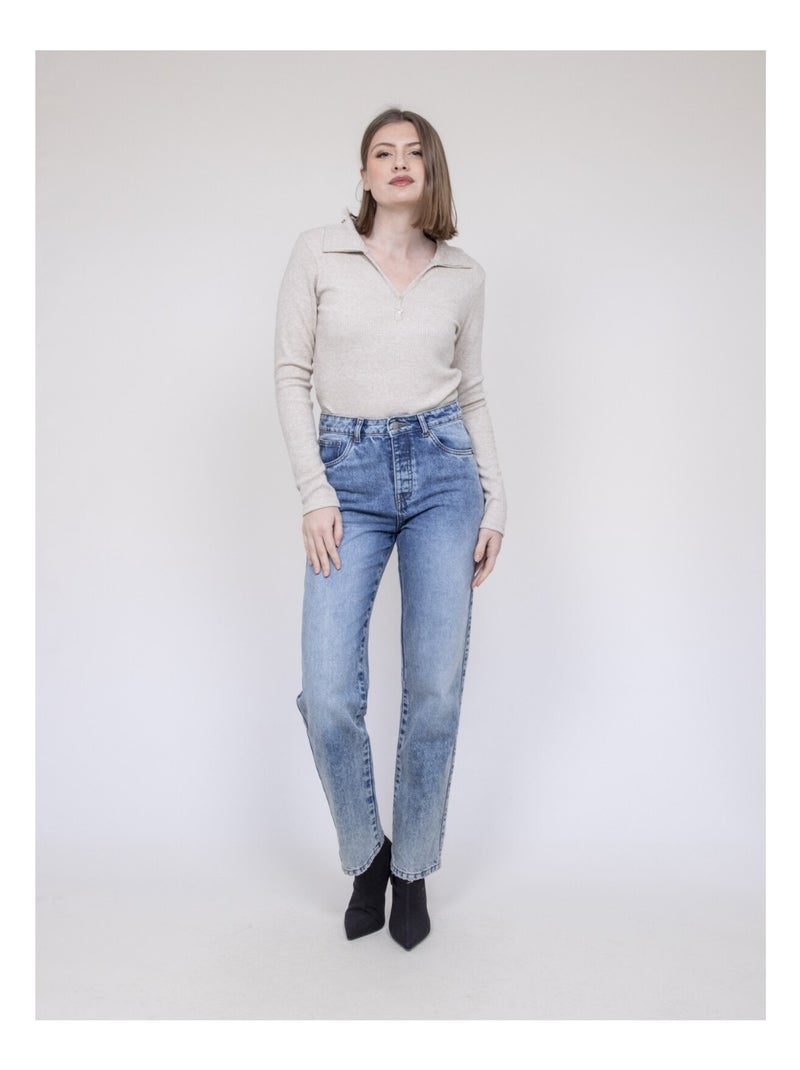 Top col polo FRANINA Ecru - Kiabi