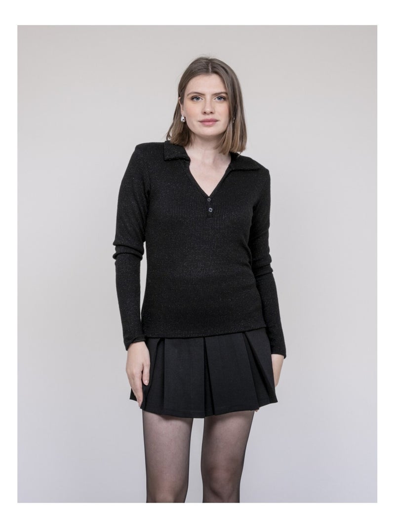 Top col polo FRANINA Noir - Kiabi