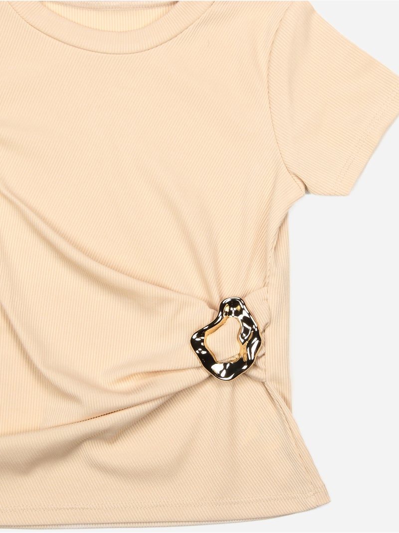 Top col rond - Kids Star Crème - Kiabi