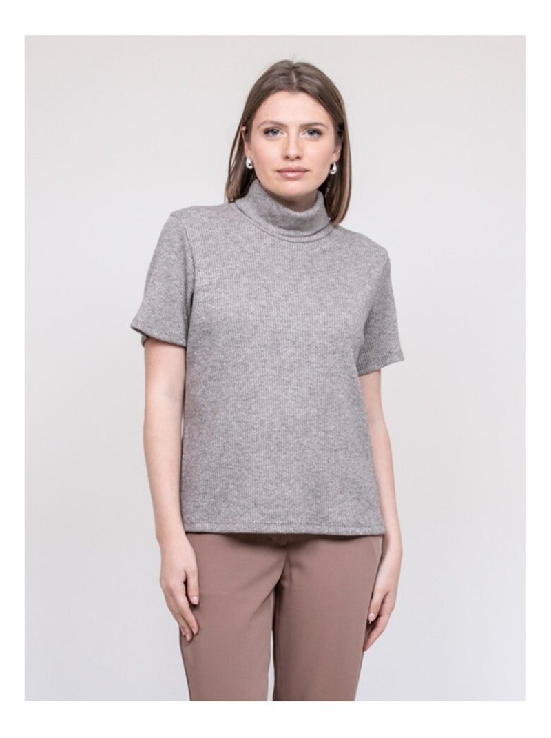 Top col roulé manche courte FORTUNA Beige - Kiabi