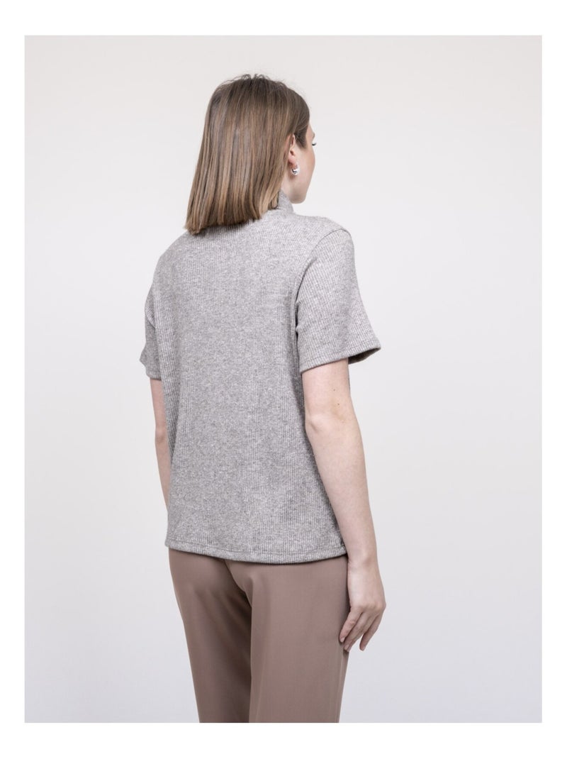 Top col roulé manche courte FORTUNA Beige - Kiabi