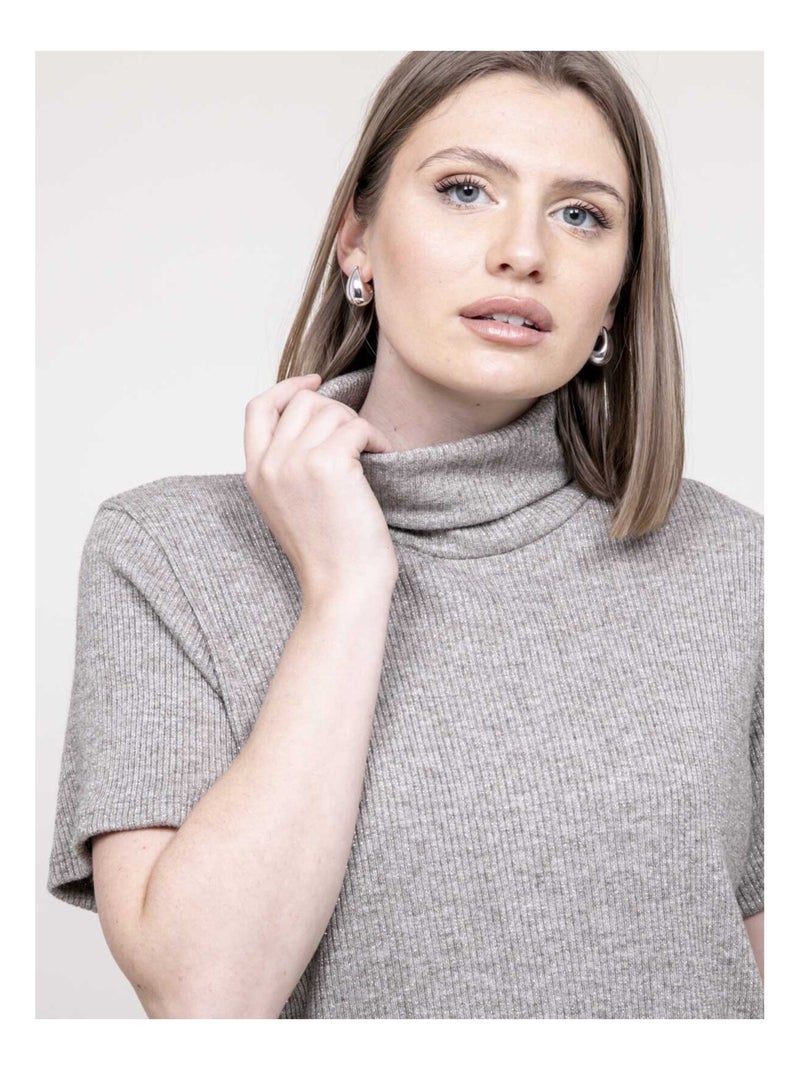 Top col roulé manche courte FORTUNA Beige - Kiabi