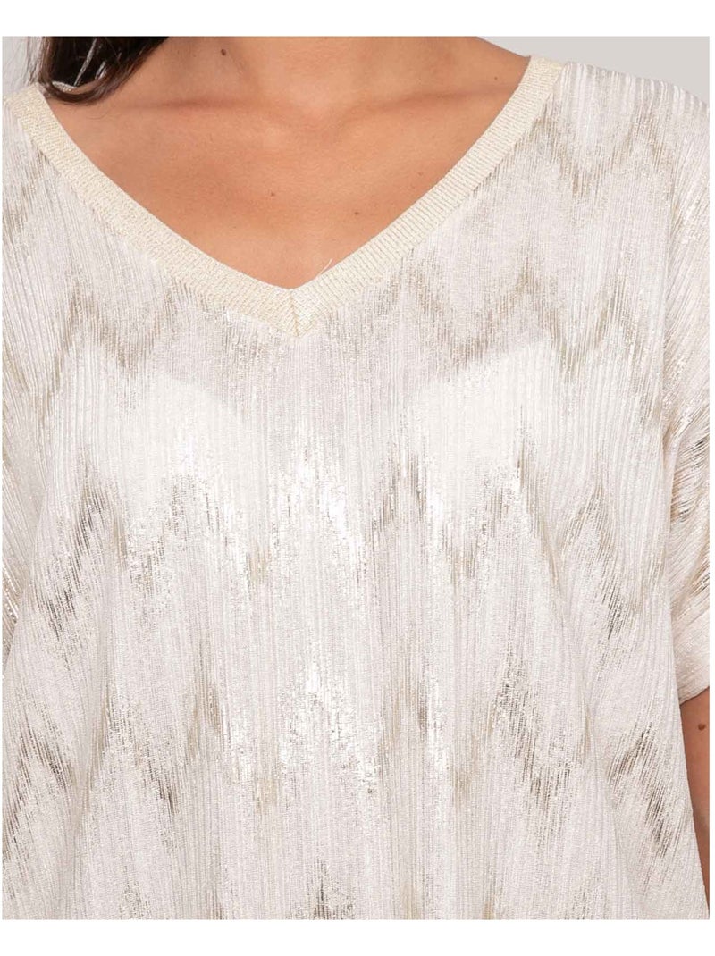 Top col v motifs FERIDE Blanc - Kiabi