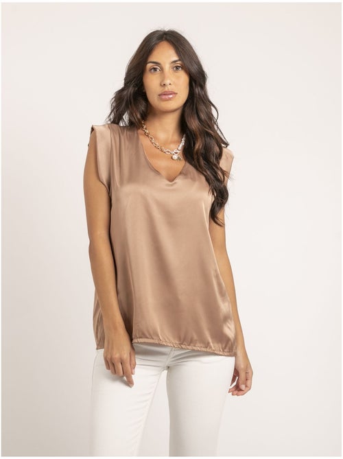Top col V satin FIKA - Kiabi