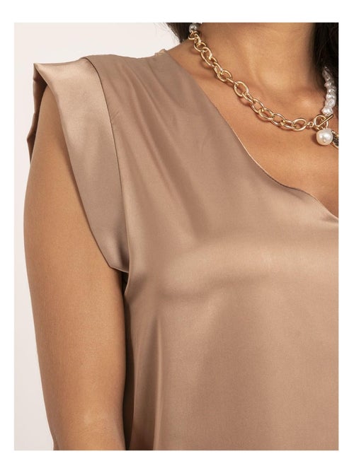 Top col V satin FIKA - Kiabi