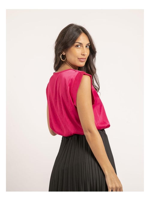 Top col V satin FIKA - Kiabi