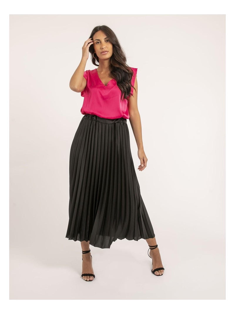 Top col V satin FIKA Rose - Kiabi