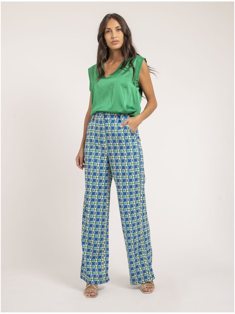 Top col V satin FIKA Vert - Kiabi