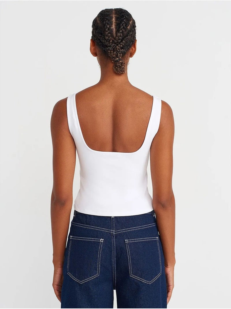 Top corset court femme à encolure carrée dilvin Blanc - Kiabi