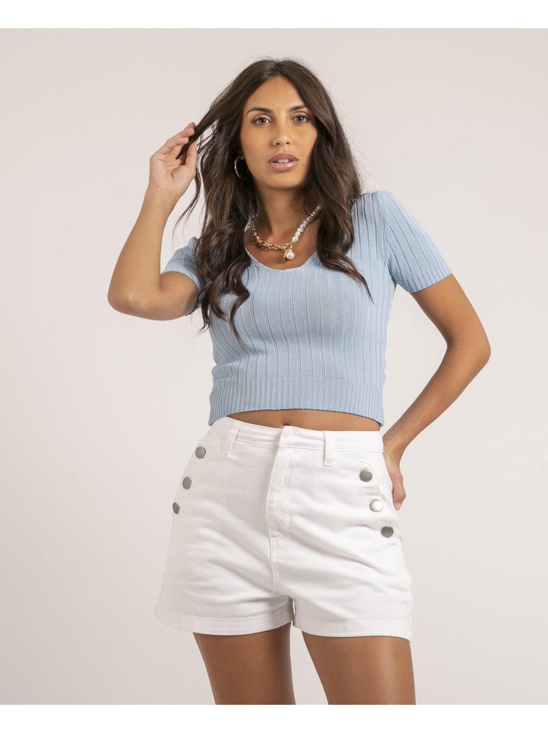 Top cotele FLOYDE Bleu ciel - Kiabi