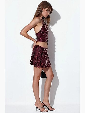 Top court à col halter avec sequins busem